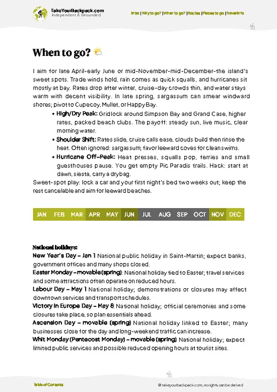 example page 3 from our offline Travel Guide for Saint Martin